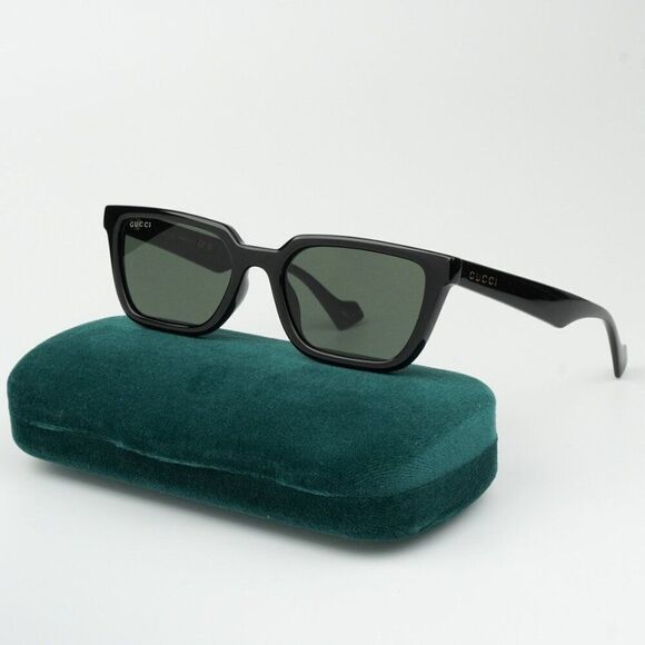 NEW Gucci GG1539S 001 Black Grey Unisex Rectangle Sunglasses GG 1539S - Picture 1 of 13